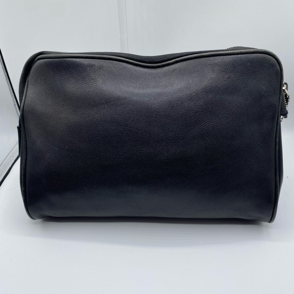 584coach unisex 1941 collection pouch black leather zip top #5086 Preowned - Picture 4 of 9